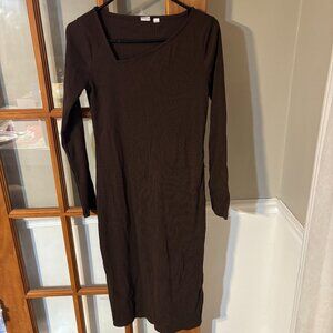 Gap Women Brown long sleeve Rib Midi Dress SZ: S